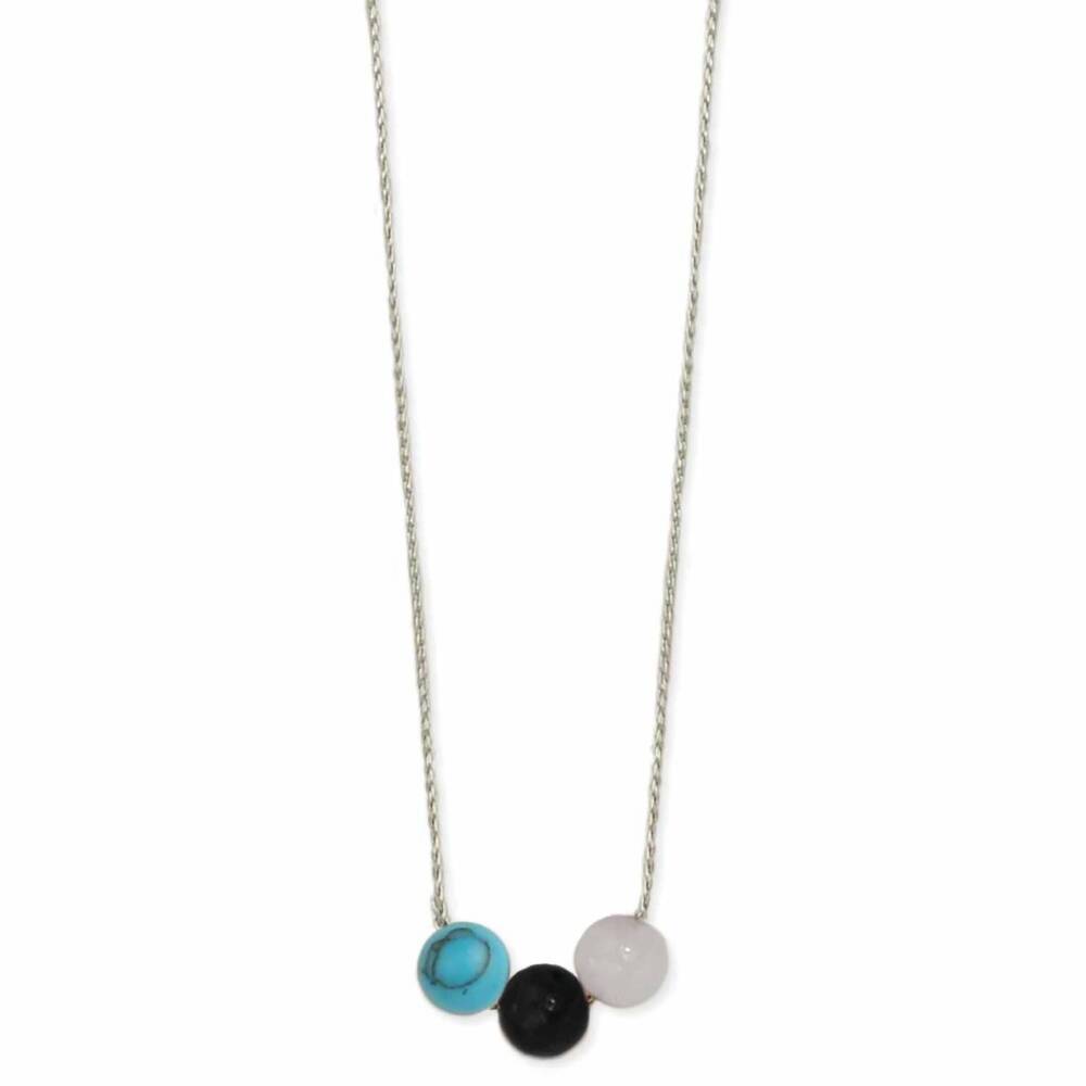 NEW ZAD women's enlightening trilogy stone bead necklace in blue